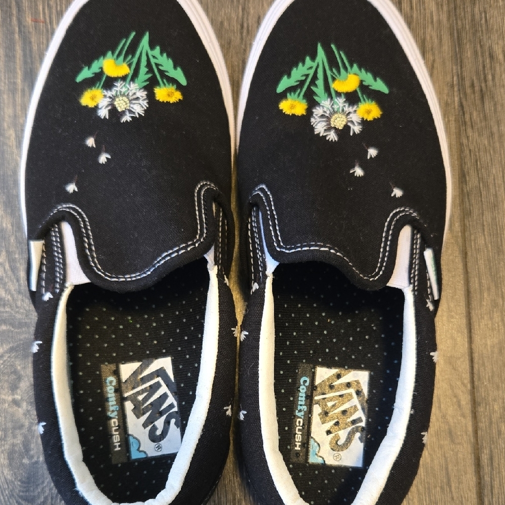 Vans Black Floral Slip-On Sneakers